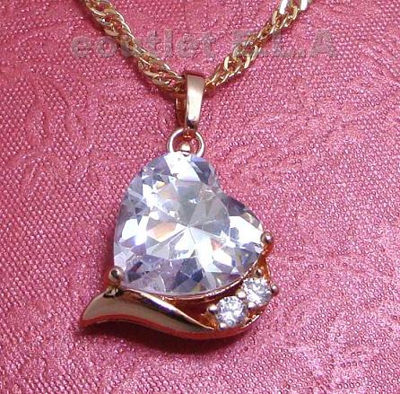 24x15mm 7CT CZ HEART NECKLACE ROSE 18KRGP